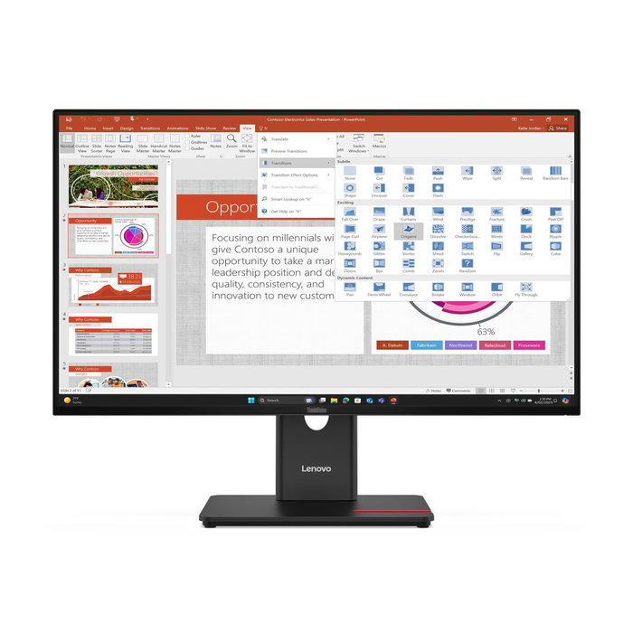 Lenovo 64A5MAT6EU - Écran PC ThinkVision T27-40 de 27 pouces - FHD, 99% sRGB, 100 Hz, HDMI, DisplayPort, USB-C, Noir