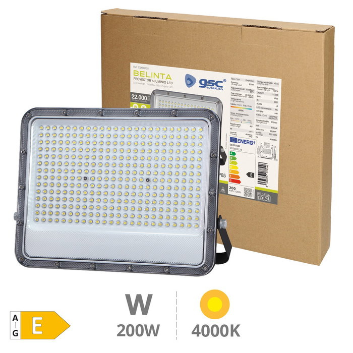GSC Evolution Projecteur LED Belinta 200W 4000K Noir IP65 GSC Evolution Projecteur LED Belinta 200W 4000K Noir IP65