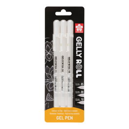 Sakura Gelly Roll Lot de 3 Stylos Blancs (0.5, 0.8, 1.0 mm)
