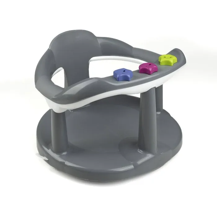 Aquababy - Siège de bain évolutif avec 3 jeux éducatifs, pour bébés de 7 à 16 mois, confortable et sécurisé - Gris taupe