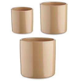 IBERGARDEN Set de 3 Maceteros en Céramique Cylindriques Beige