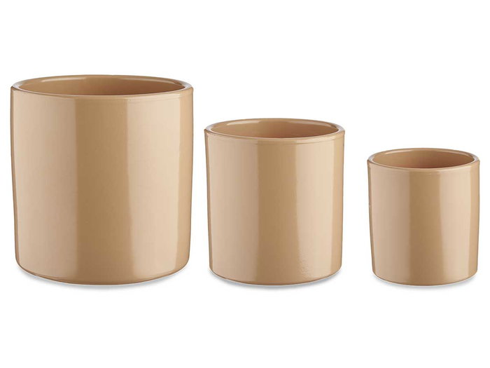 Ibergarden Set de 3 pots en céramique cylindre 14, 17 et 22 cm Beige – Ibergarden Ibergarden Set de 3 pots en céramique cylindre 14, 17 et 22 cm Beige – Ibergarden