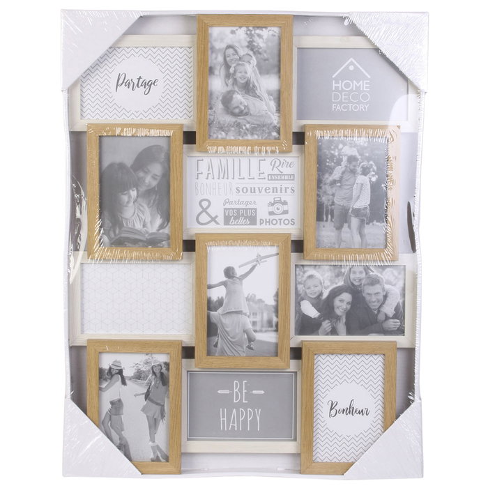 Home Deco Factory Cadre 12 Photos Blanc et Bois