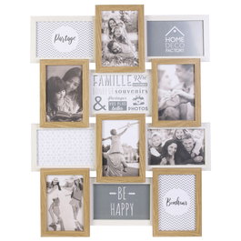 Home Deco Factory Cadre 12 Photos Blanc et Bois
