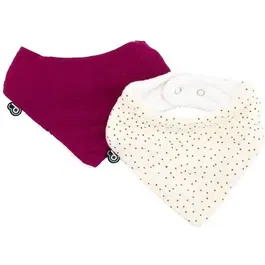 Domiva TU - Lot de 2 Bavoirs Bandana pour Bébé - Mousseline de Coton Double Gaze et Éponge - Absorbant, Ajustable, Oeko-Tex Standard 100 - Taille Unique