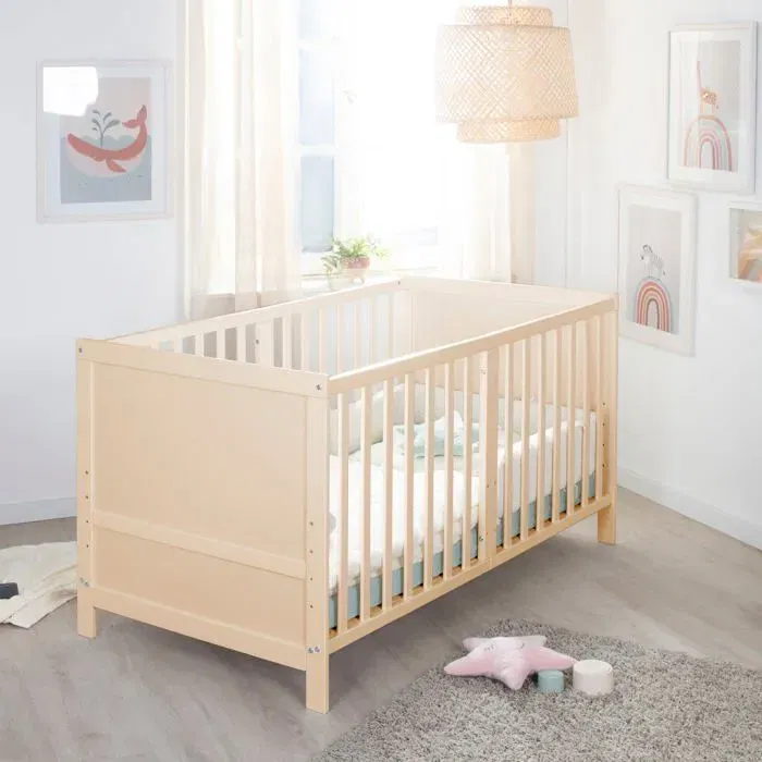 Roba - Lit bébé évolutif 'Easy Sleep' 70x140 cm - Bois naturel - Transformable en lit junior
