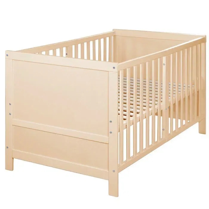 Roba - Lit bébé évolutif 'Easy Sleep' 70x140 cm - Bois naturel - Transformable en lit junior