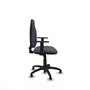 Chaise de bureau Algarra avec mécanisme de contact permanent de base, recouverte de tissu gris foncé. Équipée d'une base en polyamide noir, d'accoudoirs 1D et de butées