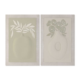 Toile Home ESPRIT Vert Beige Vase Scandinave 80 x 3 x 120 cm 80 X 10 X 120 CM (2 Unités)