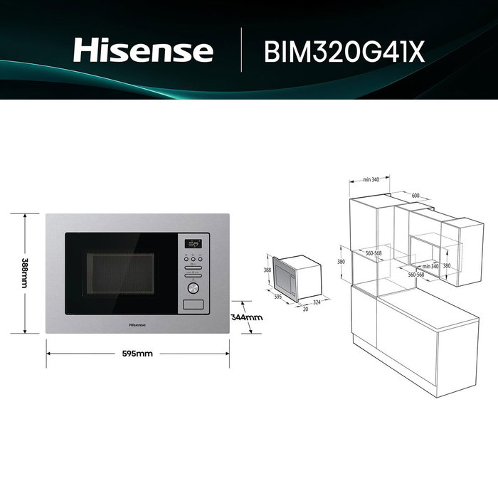 Micro-ondes avec Gril Hisense BIM320G41X 800 W 20 L Acier