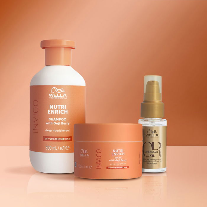 Wella Professionals Pack NUTRI-ENRICH Nutrition Profonde 3 pièces (Shampoing 300ml, Masque 150ml, Huile 30ml)
