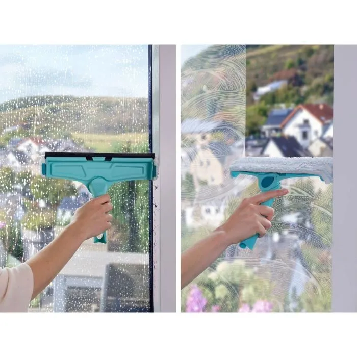 Leifheit Lave-vitres 4-en-1 51320 avec raclette 32 cm, housse microfibre double et fonction de nettoyage des cadres brevetée Leifheit Lave-vitres 4-en-1 51320 avec raclette 32 cm, housse microfibre double et fonction de nettoyage des cadres brevetée