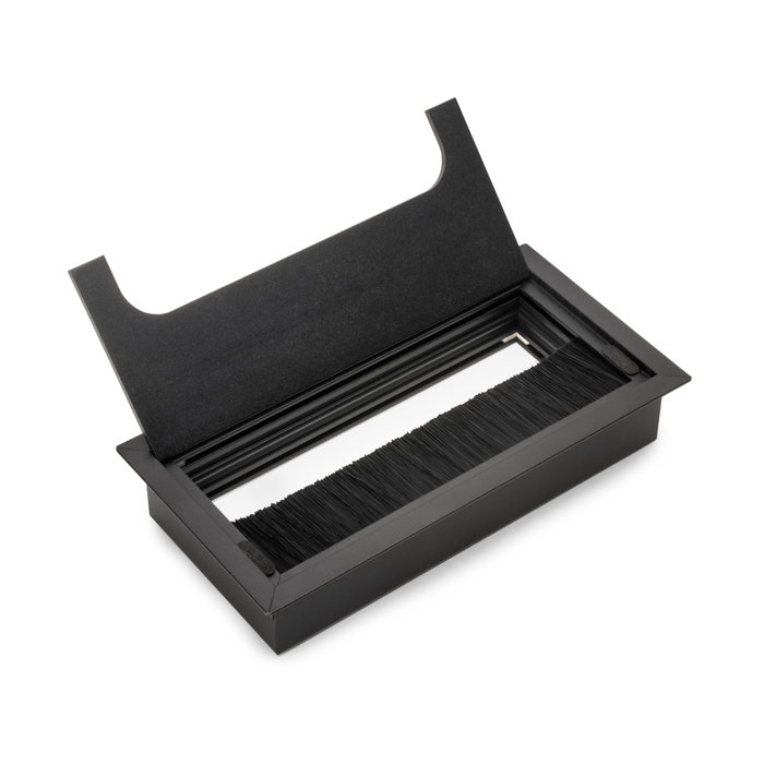Emuca Passe-câbles de table Quadrum rectangulaire noir 159x80mm