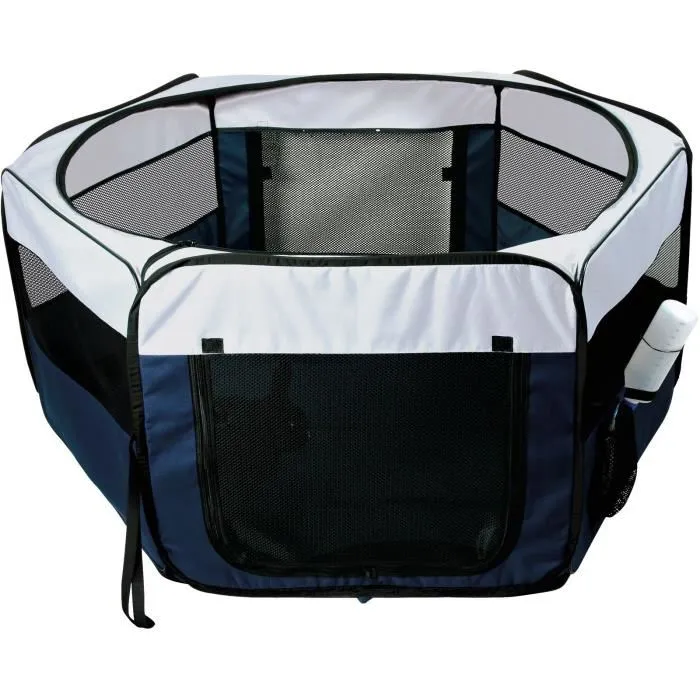 TRIXIE - Parc de jeu pour rongeur avec filet amovible et base en nylon, 150 x 65 cm, intérieur/extérieur, pliable, turquoise et gris clair