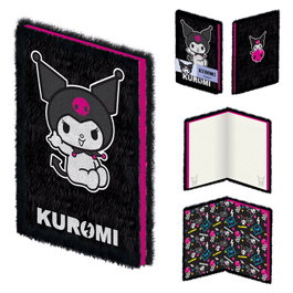 Pyramid Carnet peluche A5 21x14.8 cm Kuromi Hello Kitty Sanrio - Couverture en tissu doux