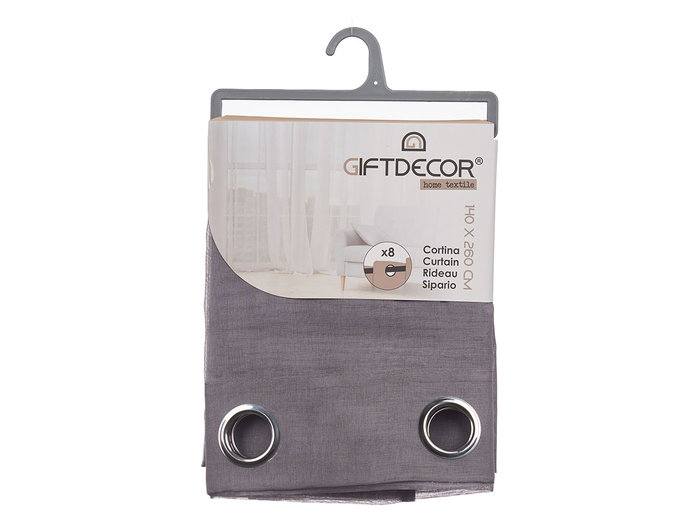 Giftdecor Rideau Voilage Gris Foncé 140x260 cm (Set de 6)