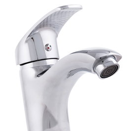 Robinet de lavabo monomando en alliage de zinc chromé avec bec bas