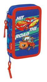 Safta Plumier double poche 29 pièces avec voitures 12,5x19,5x4 cm pour enfants dès 3 ans