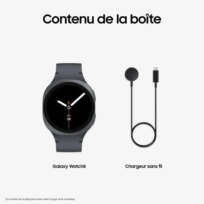 Samsung Galaxy Watch8 Montre connectée 4G 40mm en boîtier Graphite - Montre intelligente