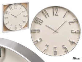 GIFTDECOR Horloge murale avec chiffres en relief Blanco-Plata 40cm