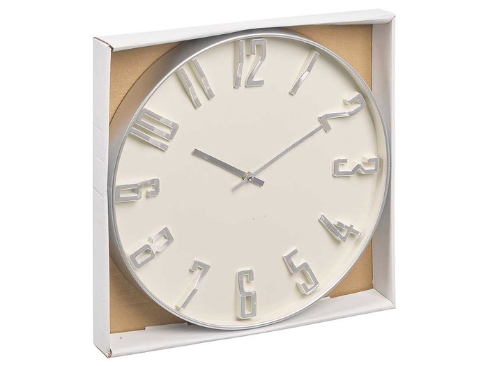 GIFTDECOR Horloge murale avec chiffres en relief Blanco-Plata 40cm