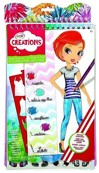 Crayola - Album Créations Design de Mode, Créez vos propres designs, Format 15x28 cm, Langue du produit : Espagnol
