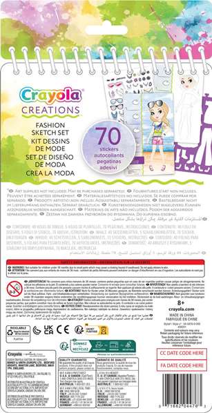 Crayola - Album Créations Design de Mode, Créez vos propres designs, Format 15x28 cm, Langue du produit : Espagnol