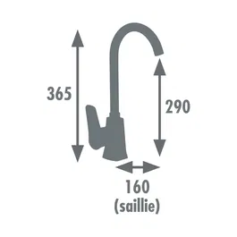 Edouard Rousseau Mitigeur Evier Orys Chromé - Bec Mobile, Cartouche Céramique 40 mm, Aérateur Réducteur de Débit - Hauteur 365 mm