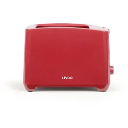 Livoo Grille-pain DOD162RC 750W avec 2 fentes, Thermostat 7 niveaux, Fonctions LED et Tiroir Ramasse-Miettes, Rouge