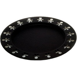 Alessi Bandeja Redonda AKKGT B GIROTONDO Bandeja Ronde Tournante en Acier Inoxydable 18/10 et Résine Noire, Style Rétro Années 90 Design King-Kong pour Cuisine ou Service