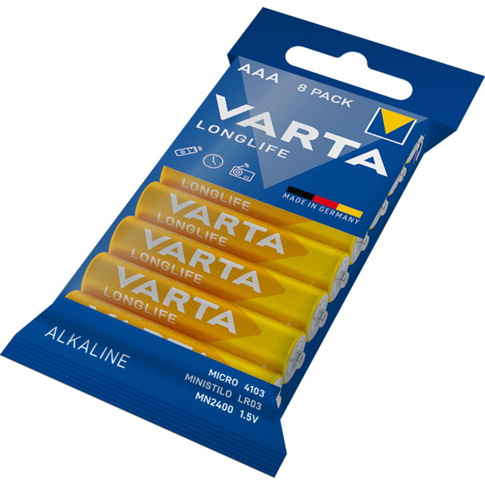 Varta Longlife 8 x AAA LR3 1,5 V en blister aluminium