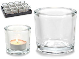 GIFTDECOR PORTAVELAS CRISTAL CILINDRO TRANSPARENTE