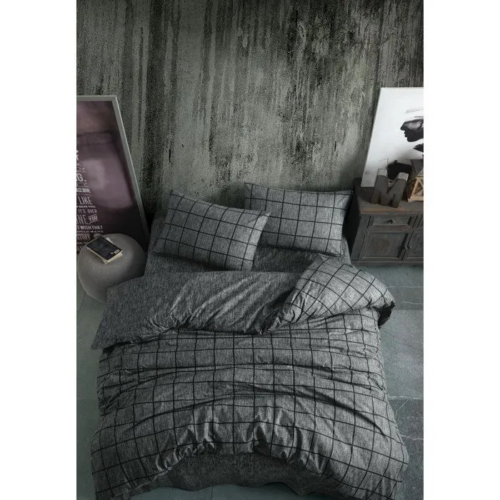 Parure de lit 140 x 200 cm en coton renforcé noir