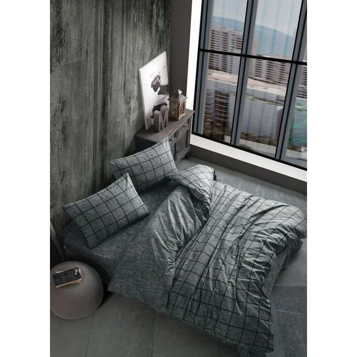Parure de lit 140 x 200 cm en coton renforcé noir