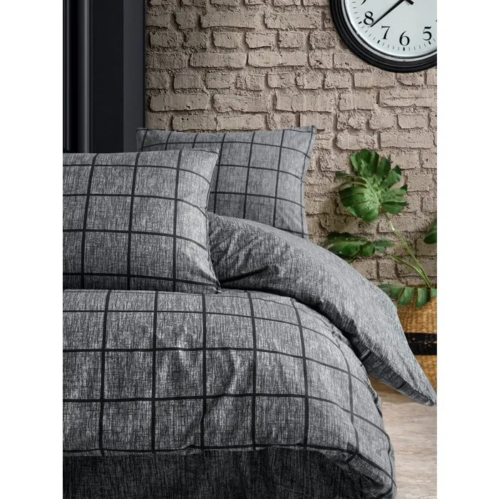 Parure de lit 140 x 200 cm en coton renforcé noir