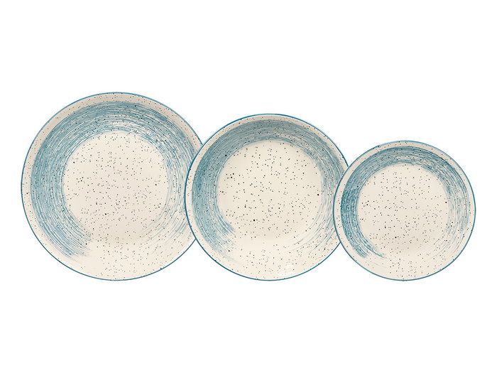 Vessia Vajilla 12 pièces Patinée Bleu 27x15x27 cm (Set de 2)