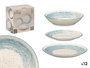 Vessia Vajilla 12 pièces Patinée Bleu 27x15x27 cm (Set de 2)