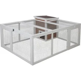 Kerbl Enclos Extérieur pour Petits Animaux 132 x 102 x 59 cm avec Maison Intégrée en Bois et Toit Ouvrable