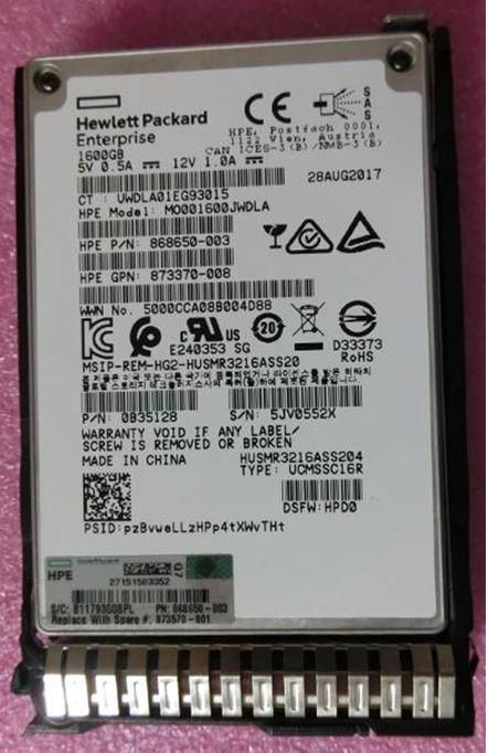 Hewlett Packard Enterprise SSD 1.6 To SAS 12 Gbit/s SFF SC DS MU, Disque de qualification de substitution pour serveur