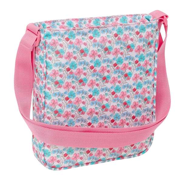 Safta Bolso bandolera reciclado Moos 'Flores' - Sac bandoulière recyclé, motifs floraux, dimensions 21 x 25 x 4,5 cm