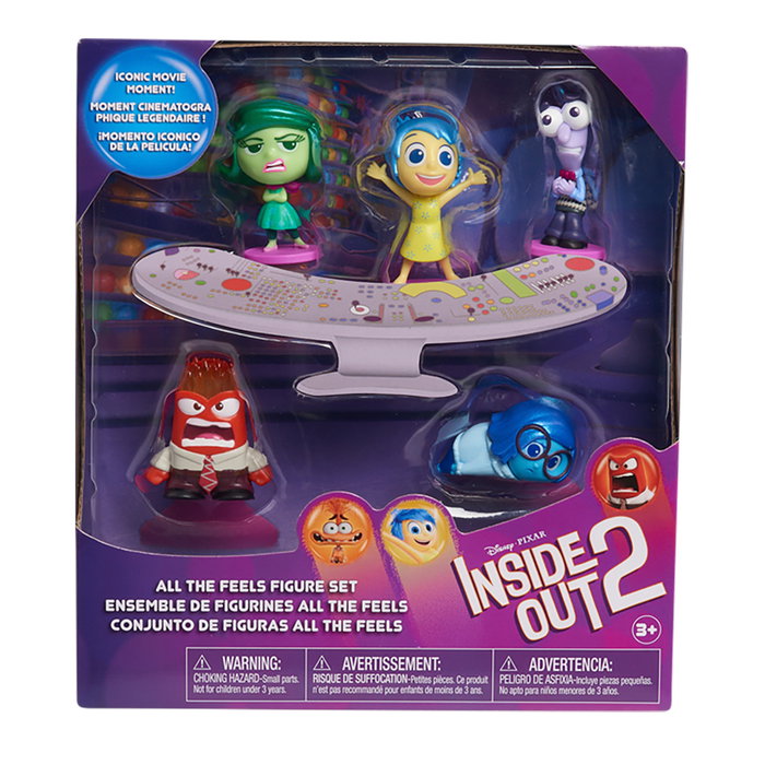 Just Play Disney Pixar Pack de 5 Figuras Inside Out 2 45507 avec Joy, Tristesse, Colère, Peur et Dégoût - Jouet Enfant +3 ans