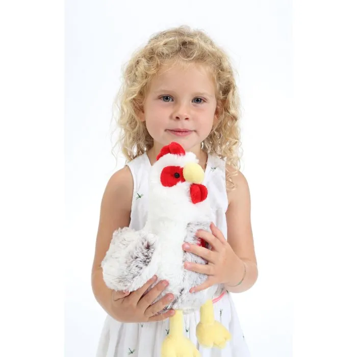 Gipsy Toys Peluche Poule Sonore 22 cm avec Caquettement, Blanc et Marron, Fonctionne avec Piles Incluses