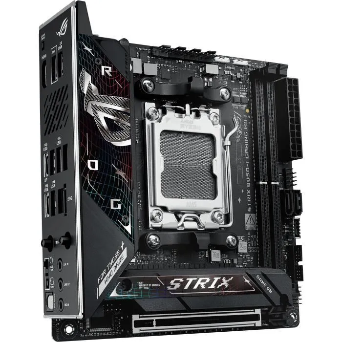 ASUS Carte mère ROG STRIX B850-I GAMING WiFi (socket AM5, mini ITX, AMD B850, DDR5, Wi-Fi 7, 2.5 GbE, M.2) pour Ryzen 7000/8000/9000 ASUS Carte mère ROG STRIX B850-I GAMING WiFi (socket AM5, mini ITX, AMD B850, DDR5, Wi-Fi 7, 2.5 GbE, M.2) pour Ryzen 7000/8000/9000