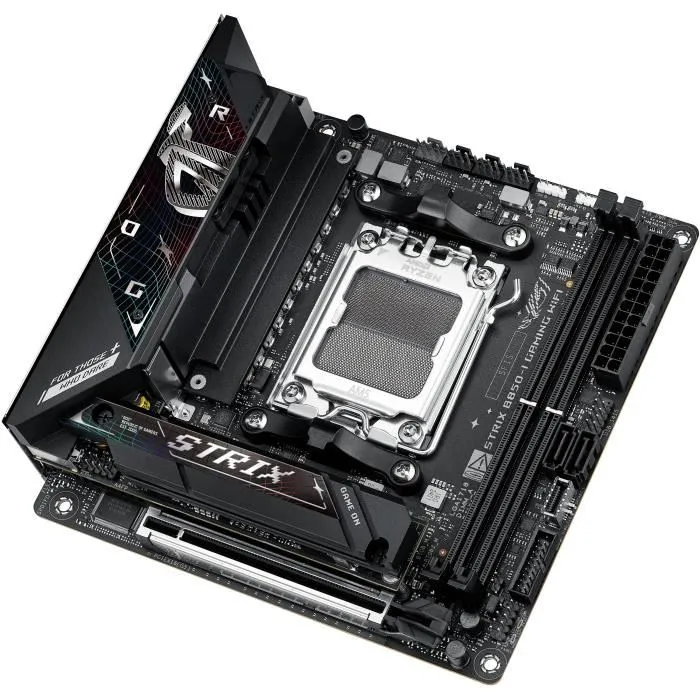 ASUS Carte mère ROG STRIX B850-I GAMING WiFi (socket AM5, mini ITX, AMD B850, DDR5, Wi-Fi 7, 2.5 GbE, M.2) pour Ryzen 7000/8000/9000 ASUS Carte mère ROG STRIX B850-I GAMING WiFi (socket AM5, mini ITX, AMD B850, DDR5, Wi-Fi 7, 2.5 GbE, M.2) pour Ryzen 7000/8000/9000
