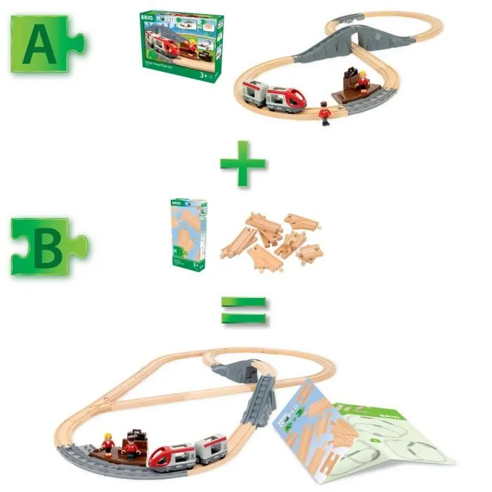 BRIO - Pack B-7312350360998 - Coffret de Démarrage Circuit en Bois - 12 Rails et Aiguillages Courbés - Jouet Enfant à Partir de 3 Ans