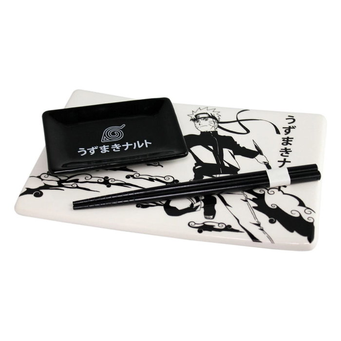 Naruto Shippuden Plaque Sushi et baguettes ensemble en céramique Naruto Naruto Shippuden Plaque Sushi et baguettes ensemble en céramique Naruto