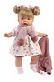 Llorens Muñeca llorona joelle - Poussette bébé pleureuse rose Joelle 38cm avec tétine - Corps en tissu - Fonction sonore - Langue espagnole