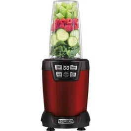 Sencor SNB 6601RD Blender Smoothie, Mixeur 1200 W avec 2 Récipients (0.8 L, 1 L), 6 Lames Titane, Programmes Prédéfinis, Sans BPA