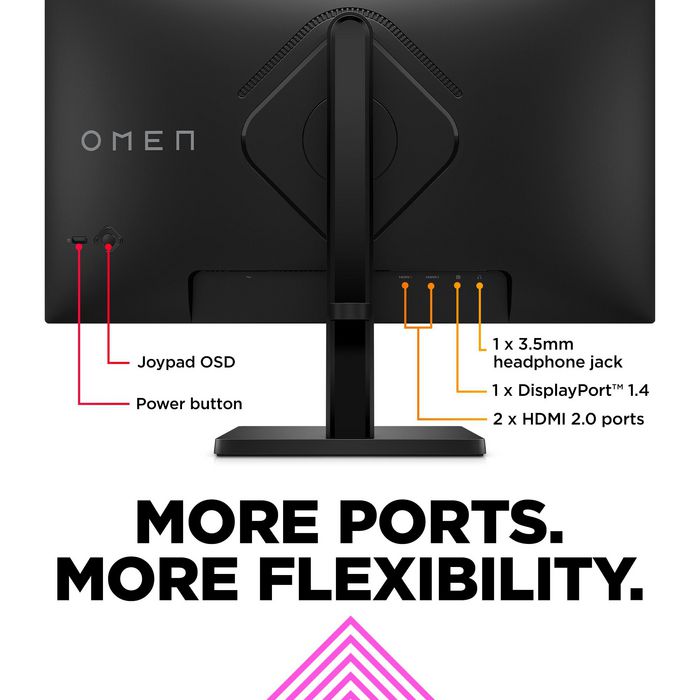 HP Omen - Écran PC Gaming 23.8 pouces / 60.5 cm - Résolution Full HD (1920 x 1080) - Dalle IPS - 165 Hz - 1 ms - AMD FreeSync Premium - Pied réglable