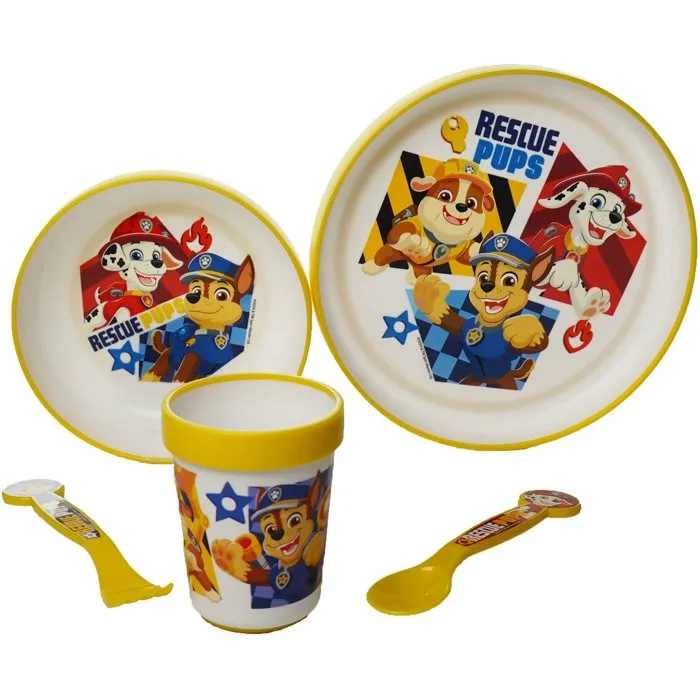 Thermobaby Coffret repas 5 pièces Pat'Patrouille - Assiette, bol, gobelet, cuillère et fourchette micro-ondables - Jaune - Dès 10 mois Thermobaby Coffret repas 5 pièces Pat'Patrouille - Assiette, bol, gobelet, cuillère et fourchette micro-ondables - Jaune - Dès 10 mois